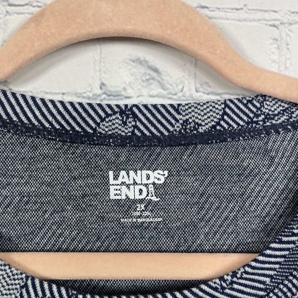 Land's End Thermal Shirt Women 2X Gray Floral Pullover Stretch Soft Cottage Cozy - Picture 5 of 12